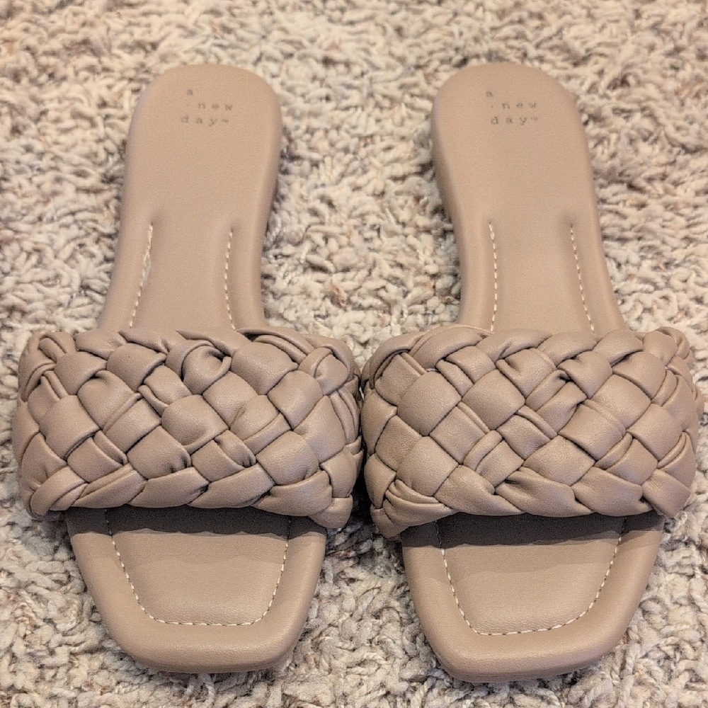 A New Day Tan Braided Sandals with Flat Sole